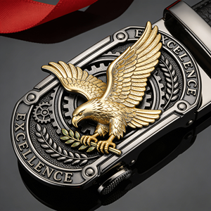 Boucle de ceinture en laiton moulé plaqué or avec impression UV en émail 3D de style western traditionnel antique en gros, logo personnalisé - Product Image 2