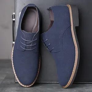 Ăn mặc giản dị trang phục chính thức Oxfords Wing Tip da lộn da căn hộ ren lên kích thước lớn Giày thường thời trang