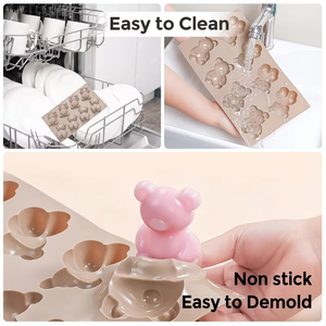 Molde para Pastel en Forma de Oso de 8 Cavidades de la Fábrica SILIKOLOVE, Certificado LFGB, Grado Alimenticio, Antiadherente, Libre de BPA, Moldes de Silicona para Pastel de Mousse - Product Image 2