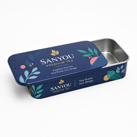 Scatola di Latta Rettangolare Personalizzata dal Produttore OEM, Confezione Blu con Coperchio Scorrevole, Qualità Diretta dalla Fabbrica