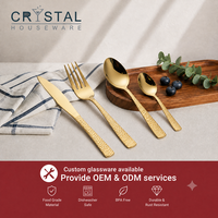 Ensemble de couverts en or pour hôtel et restaurant CRYSTAL, couteau, fourchette, cuillère, personnalisé, 16 pièces, 24 pièces, vente en gros en Chine