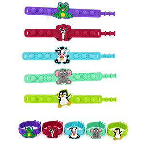 Bracelet en silicone anti-stress pour enfants avec animaux de dessin animé, logo personnalisé, cadeaux promotionnels, jouet anti-stress - Product Image 1