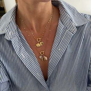 Tự làm thời trang vòng cổ với 18K mạ vàng thép không gỉ mùa xuân clasp, mở-vòng ngọc trai pin, và có thể tháo rời liên kết chuỗi - Product Image 3