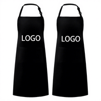 Tablier noir unisexe avec 2 poches spacieuses Lavable en machine Tablier de cuisine réglable pour femmes et hommes Chef