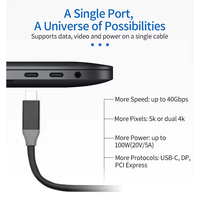 Kabel USB-C ULT-unite 8K 60Hz 100W Thunderbolt 3 Pengisian Daya Cepat