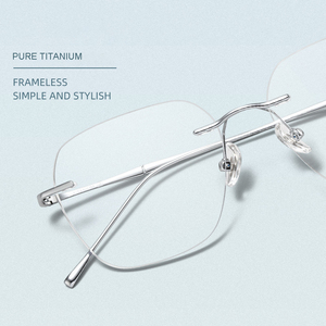 Jiojew, gafas de titanio sin marco ultraligeras, gafas sin montura, monturas de gafas ópticas de cristal - Product Image 2