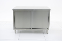 Table de préparation de restaurant en acier inoxydable entièrement soudée avec armoire de rangement et crédence, pour approvisionnement en gros