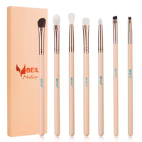 Ensemble de pinceaux à yeux de précision rose personnalisés en poils de chèvre naturels pour eye-liner, fard à paupières, sourcils et correcteur – Exquis et écologique