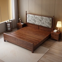 Nouveau lit de rangement en noyer de style chinois 1,5 m 1,8 m, lit double de style antique pour chambre à coucher, en bois massif, entièrement équipé et confortable