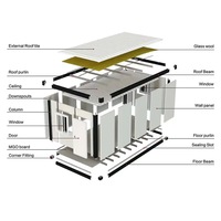 Bureau de chantier modulaire préfabriqué de 20 pieds, conteneur de construction portable avec structure en acier