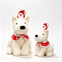 Jouet en peluche chien Westie de Noël mignon avec rembourrage en coton PP super doux, design brodé anti-stress