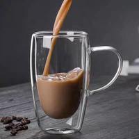 Vente en gros d'usine, tasses à café en verre transparent, tasse à thé en verre avec poignée, ensemble de tasses en verre pour la maison, tasse à café, tasse à bière, cadeaux d'affaires