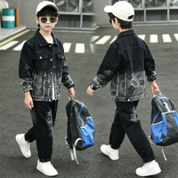 Ensemble 2 pièces tendance en jean pour bébé garçon, nouvelle collection printemps 2026, pour enfants plus âgés, costume élégant printemps-automne