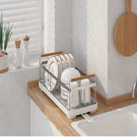 Égouttoir à vaisselle minimaliste moderne en acier inoxydable à double couche, panier d'égouttage, rangement de cuisine, plateau de table