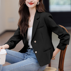 Veste de costume courte décontractée verte pour femmes haute sensibilité Style de célébrité fermeture à bouton unique taille <span class=keywords><strong>XL</strong></span> pour un look printanier - Product Image 3