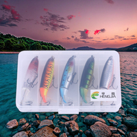 Lot de 5 leurres de pêche rigides en forme de crayon pour achigan, 10 cm, 13,5 g, appât nageur avec queue rotative pour kit de leurres insectes pour la pêche en rivière