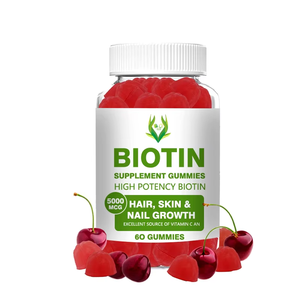 Hot Selling 5000MCG High Poency Biotin Gummies Cherry Flavor <b>Supplement</b> for Glowing Skin Stronger Nails and Thicker Hair - Product Image 1
