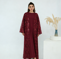 Grossiste MEXIZO Abaya Ouverte de Luxe Style Perlé pour l'Aïd avec Robe Intérieure Florale Nouvelle Collection Ensemble Abaya Grossiste Abaya de Dubaï