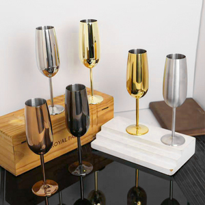 Flûte à <span class=keywords><strong>champagne</strong></span> en acier inoxydable de 260 ml avec logo couleur personnalisé, verre à vin à tige en métal incassable pour fête, mariage, restaurant - Product Image 4