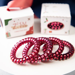 Z2SM Telephone Cord Hair Ties Christmas Red <b>Large</b> High Elastic Hair Accessories <b>Gift</b> <b>Box</b> Set - Product Image 2