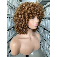 Perruque de cheveux humains indiens vierges, avec frange, densité 200%, demi-vague profonde, couleur naturelle