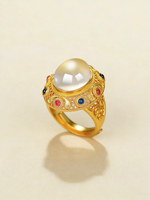 Bague en argent sterling 925 plaqué or, grand cabochon ovale, filigrane ajouré, halo multicolore, luxe vintage, déclaration de style pour mariage