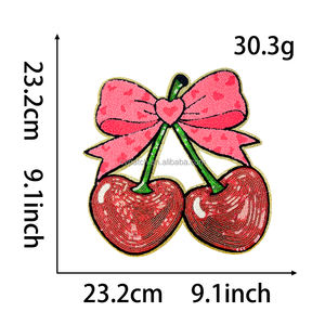 Design scintillant de cerises et de nœuds avec des détails en paillettes, parfait pour personnaliser les projets de mode et ajouter une touche amusante - Product Image 3