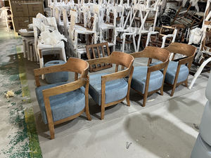 मध्य शताब्दी डिजाइनर आर्मचेयर लकड़ी के फ्रेम आर्म कुर्सी नीले अवकाश लाउंज उच्चारण कुर्सियां लिविंग रूम के लिए - Product Image 3