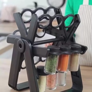 Étagère à épices rotative à double support, 360 degrés, 18 bocaux en verre, support de rangement pour les épices, pour l'organisation des outils de cuisine - Product Image 2