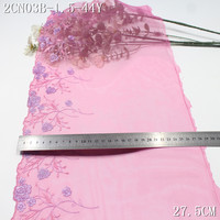 Bunga Kecil Terbaru 22cm Pink Biru Ungu Bordir Jala Renda Korea Kain Renda Bordir Mesh 2026 untuk Lingerie