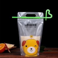 Sachets Boisson Froids Doypack Congelés avec Fermeture Éclair et Pailles Colorées