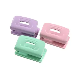 Macaron color manual punch labor-saving double hole binder punch with measuring tape