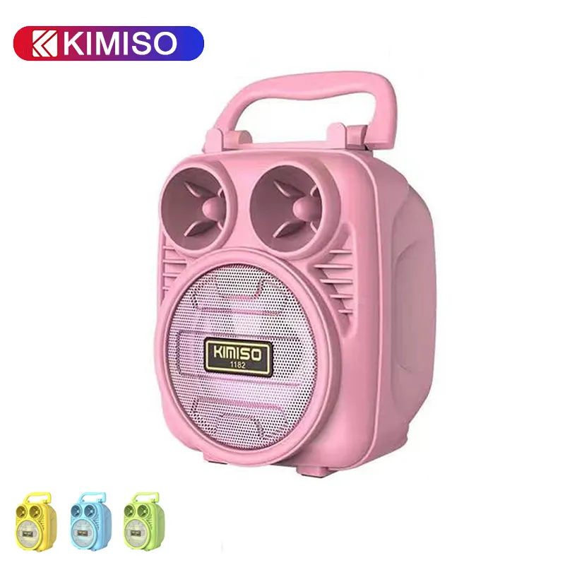 Outdoor 3 inch kimiso kms-1182 Portable Wireless Macaron Bluetooth Speaker With Mobile Phone Bracket FM USB TF AUX TWS