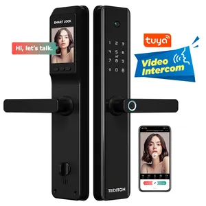 Tediton Tuya Video interkom sidik jari NFC bloquinio Inteligente kunci pintu kamera untuk rumah Modern