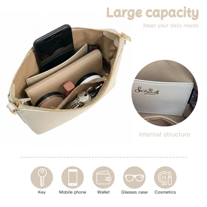 Nuova <span class=keywords><strong>Borsa</strong></span> a Spalla da <span class=keywords><strong>Donna</strong></span> in Pelle PU di Design, <span class=keywords><strong>Borsa</strong></span> a Mano Plissettata Morbida Portatile con Cerniera Sottobraccio - Product Image 3