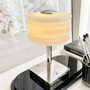 Modern Minimalist Touch Table Lamp With Wooden Shade Metal Base E27 LED Eye Caring Bedroom Bedside <b>Decorative</b> <b>Lighting</b> - Product Image 2
