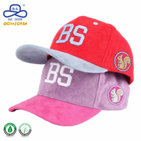 Casquettes de baseball 5 panneaux en tissu suédé bicolore avec cadre personnalisé et logo brodé 3D, vente en gros, usine OEM ODM