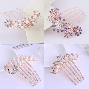 Pince à cheveux en strass avec perles pour <span class=keywords><strong>mariée</strong></span>, épingle à cheveux, accessoires capillaires, de mariage, peigne pour <span class=keywords><strong>chignon</strong></span> - Product Image 2