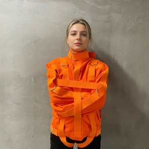 Jaket Medis Kanvas Oranye dengan Gesper Logam, Pakaian Pengikat Manikur, Pakaian Pengikat Diri untuk Penjara yang Aman - Product Image 2