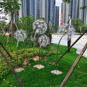 Escultura de Diente de León de Acero Inoxidable para Decoración de Jardín Exterior, Resistente a la Intemperie, Acabado Pulido, Adorno Temático de Plantas Independiente - Product Image 4