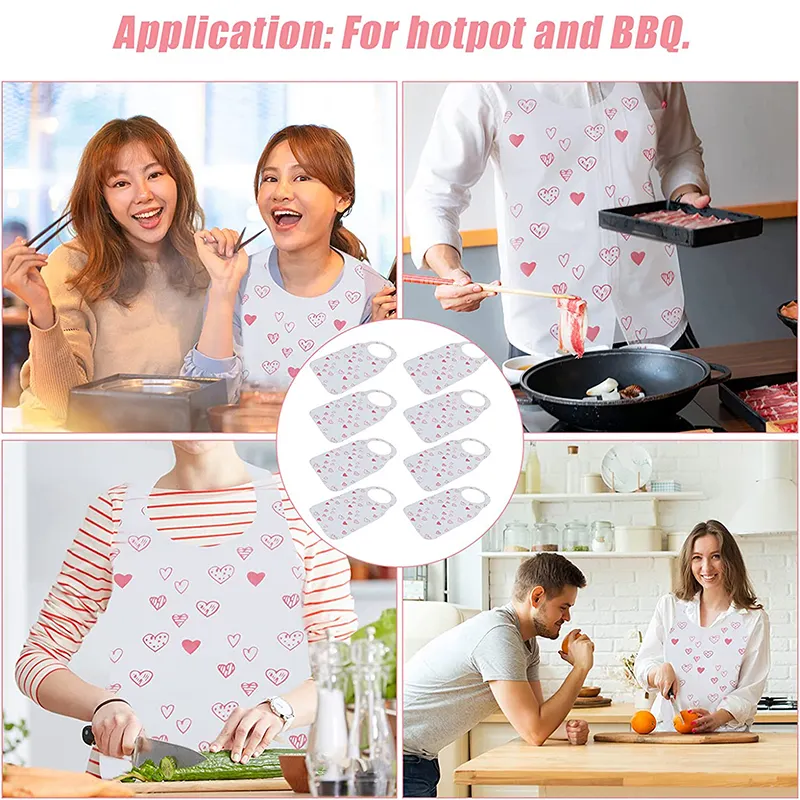 Tùy Chỉnh In Biểu Tượng Nhà Hàng BBQ Dành Cho Người Lớn Yếm Không Dệt Tạp Dề Dùng Một Lần Nhà Hàng Tạp Dề Yếm Với Logo