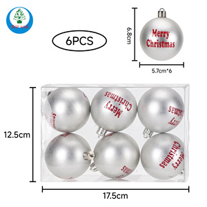 Set di 6 Palline Natalizie Opache con Stampa 'Merry Christmas', Decorazioni Infrangibili per Albero di <span class=keywords><strong>Natale</strong></span>, Vendita all'Ingrosso - Product Image 6
