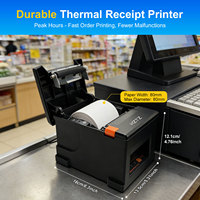 Pemotong Otomatis Antarmuka USB LAN BT Resolusi 203dpi Printer Thermal POS 80mm untuk Restoran Pusat Perbelanjaan