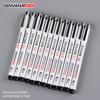 Stylos à dessin Genvana en gros, 13 tailles, un ensemble, noirs, imperméables, marqueurs d'art pour le dessin, matériau PLA, étui en PVC