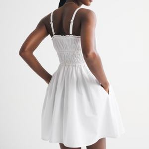 การออกแบบใหม่ ป้ายกำกับแบบกำหนดเอง ชุดเดรสเจ้าหญิงฤดูร้อน ชุดเดรสชายหาดน่ารักเซ็กซี่ ชุดเดรสสายเดี่ยวเอวบาง ชุดมินิลำลอง ชุดเดรส Y2K - Product Image 2