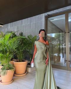 <span class=keywords><strong>Robe</strong></span> de soirée <span class=keywords><strong>arabe</strong></span> vert olive Sharon Said SF162 à épaules dénudées avec cape à fleurs 3D pour femme, <span class=keywords><strong>robe</strong></span> de mariée longue jusqu'au sol - Product Image 5