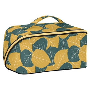 Sac de Maquillage Imperméable à Imprimé Feuilles, Trousse de Toilette Portable avec Fermeture Éclair Dorée pour Femmes, Vente en Gros - Product Image 1