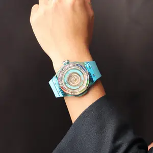 Tourbillion Movt Armbanduhr Sportuhr automatische mechanische Uhren Kristallglas mechanische Uhr