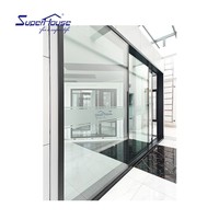 Porte coulissante en aluminium à cadre fin noir, double vitrage, système de porte coulissante à cadre étroit pour villa, appartement, hôtel, bureau