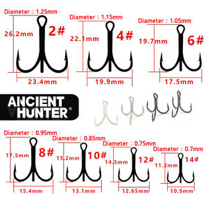 Anzuelo antiguo Hunter de acero al carbono para agua salada, anzuelo triple superfuerte, <span class=keywords><strong>3X</strong></span>, para agua dulce, 1/<span class=keywords><strong>0</strong></span> # - 3/<span class=keywords><strong>0</strong></span> #1 # - 8 # - Product Image 3